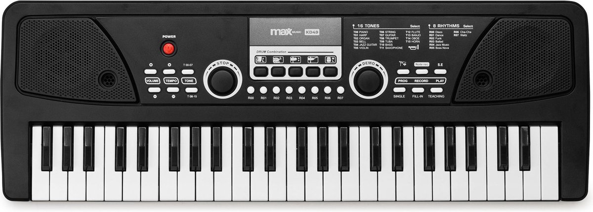 MAX KD49 Kinderpiano 49 toetsen Zwart