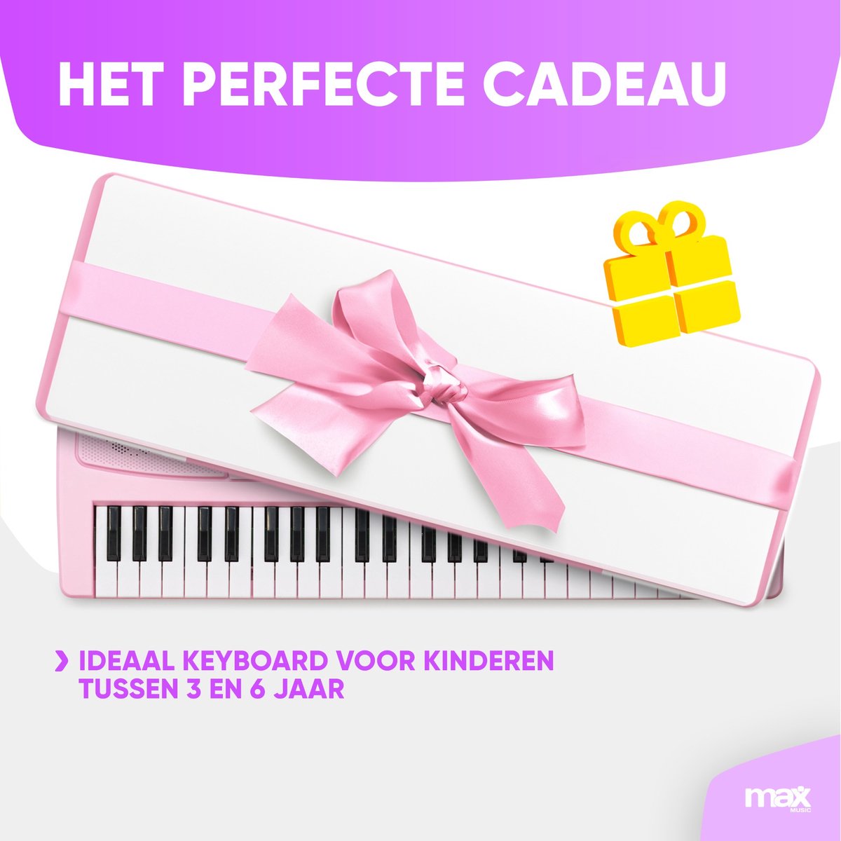 MAX KD49P Kinderpiano 49 Toetsen Roze