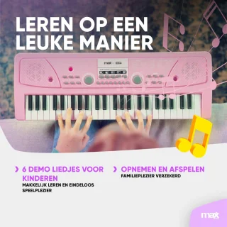 MAX KD49P Kinderpiano 49 Toetsen Roze