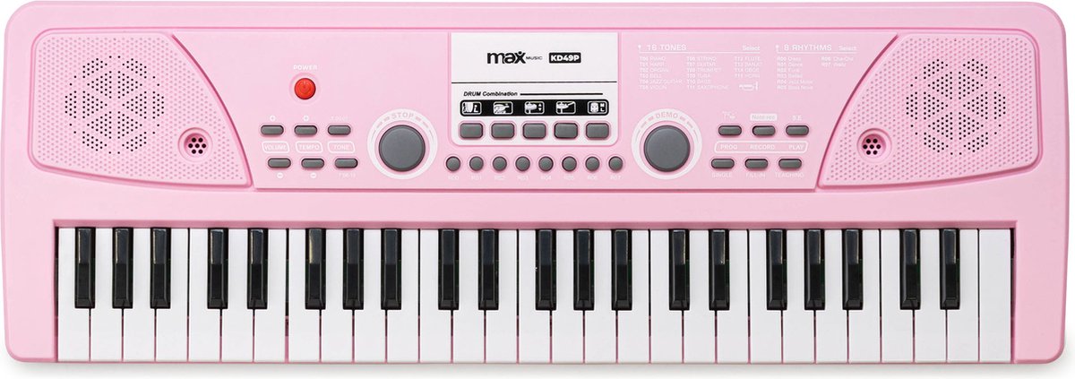 MAX KD49P Kinderpiano 49 Toetsen Roze
