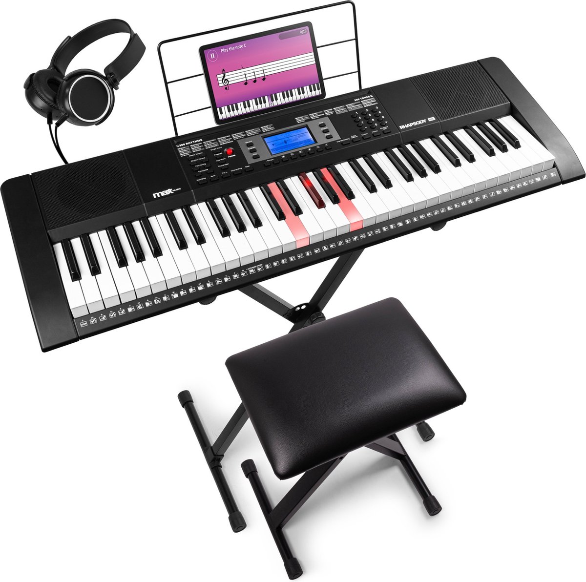 MAX Rhapsody61L Keyboard Set 61 Toetsen Met Bankje En Standaard