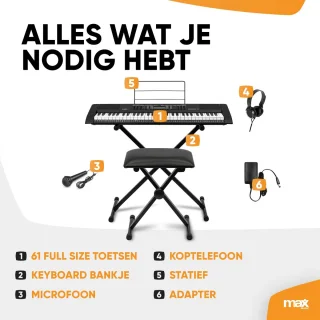 MAX Rhapsody61L Keyboard Set 61 Toetsen Met Bankje En Standaard