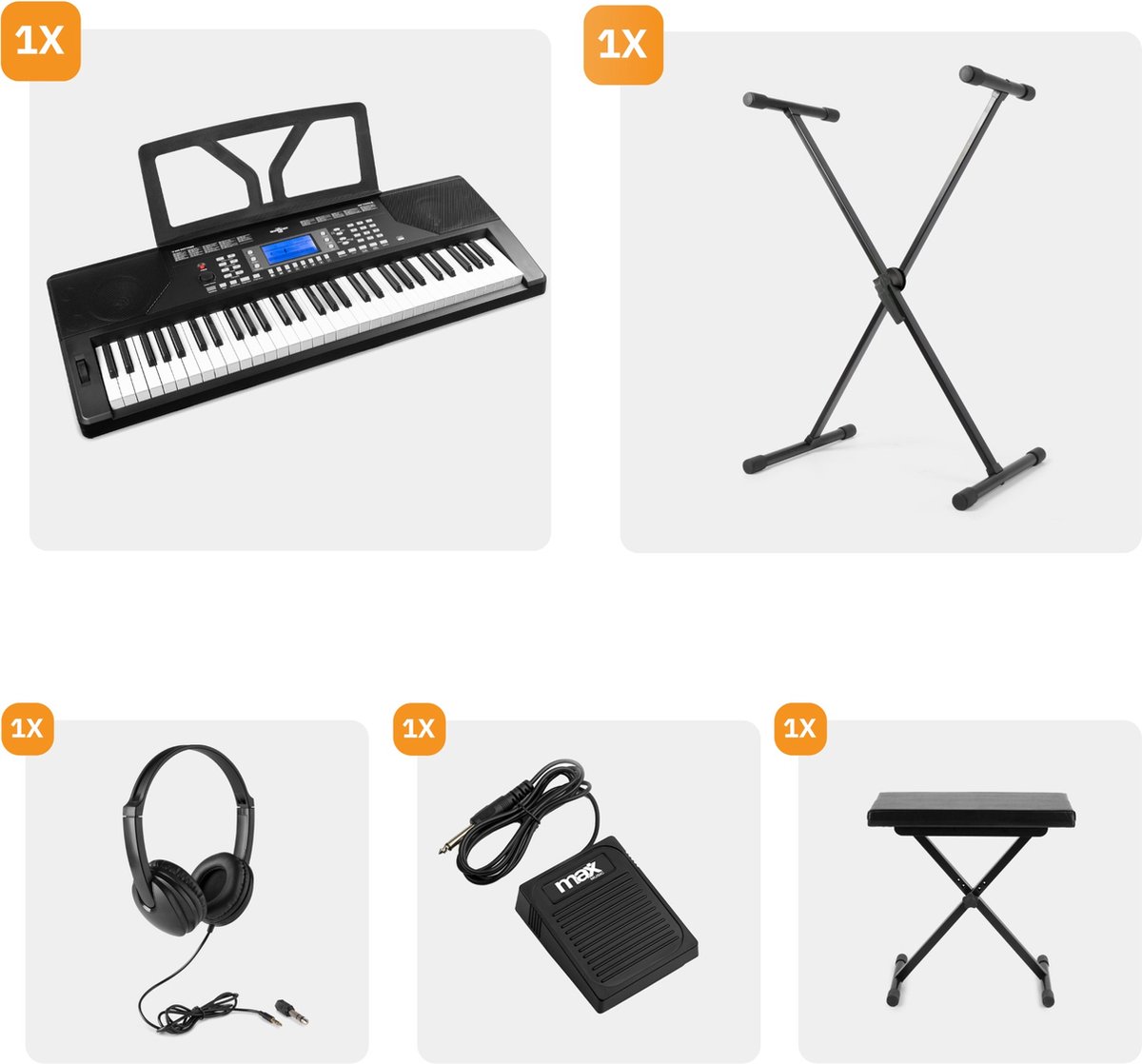 MAX Rhapsody61P keyboard set compleet inclusief bankje en accessoires
