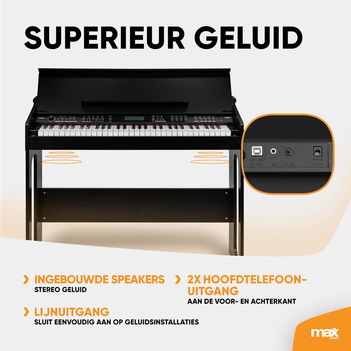 MAX RhapsodyDP61 Digitale Piano 61 Toetsen Met Meubel