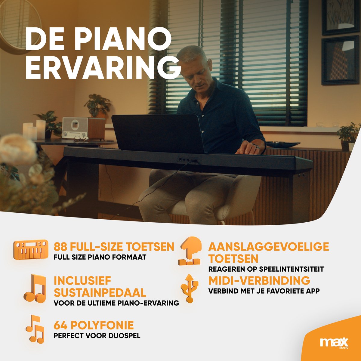 MAX RhapsodyDP88 Digitale Piano 88 toetsen