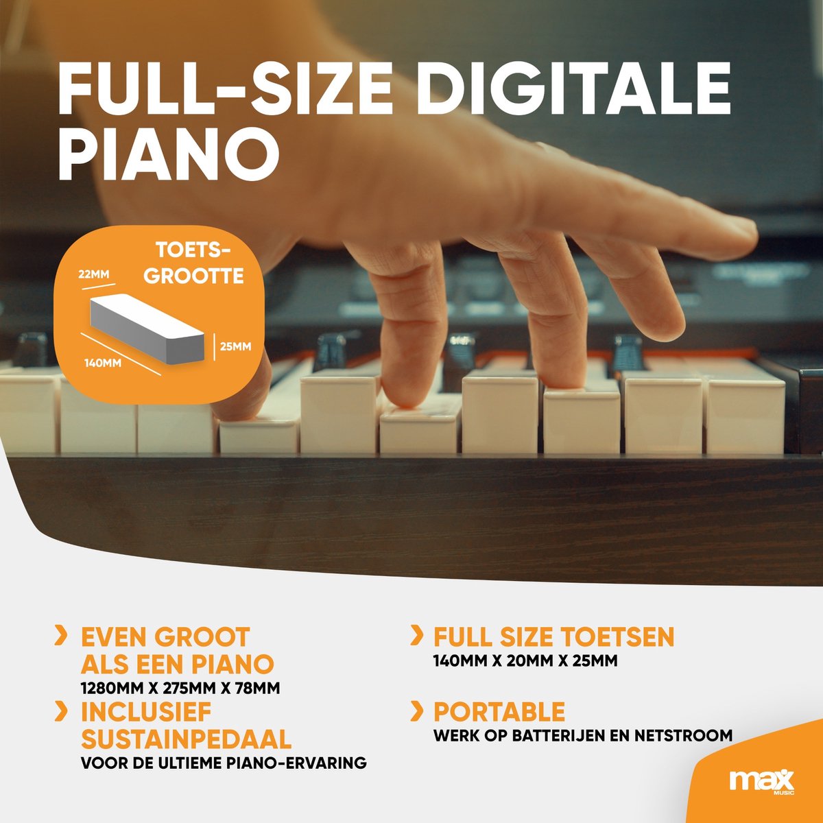 Wat vinden we goed aan de MAX RhapsodyDP88 Digitale Piano 88 toetsen complete set