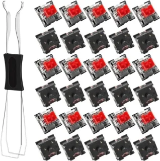 Mechanische toetsen 30 stuks rood met stofbescherming en gereedschap - ShopVlot
