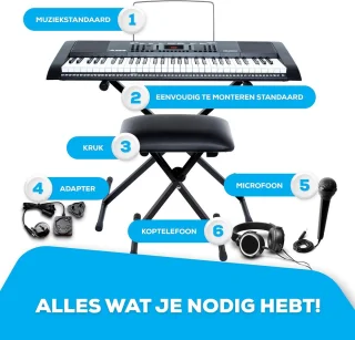 Melody 61 Key Keyboard Beginners Set Zwart