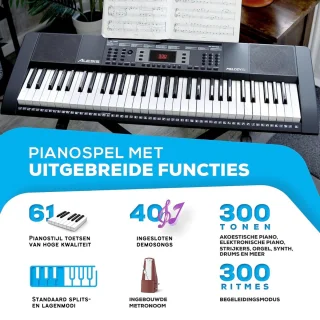 Melody 61 Key Keyboard Beginners Set Zwart