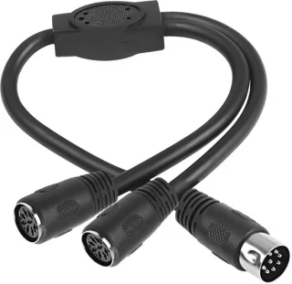 MIDI DIN 8-pin y-splitterkabel, mannelijk naar 2x vrouwelijk