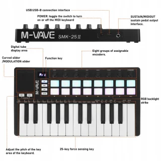 MIDI Keyboard 25-toetsen Controller