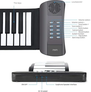 MikaMax Roll Up Keyboard 61 Toetsen Digitale Piano