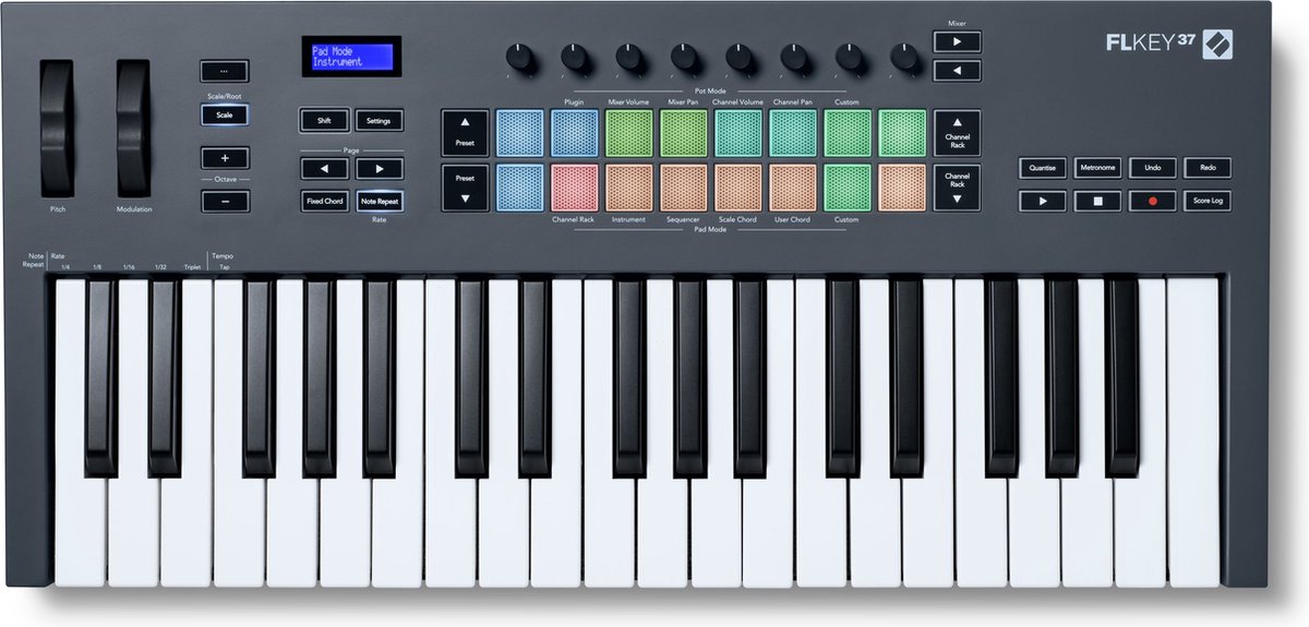 De Novation FLkey 37 USB/MIDI Keyboard in één oogopslag
