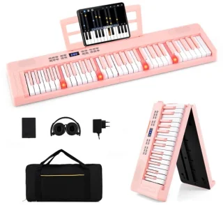 Opvouwbaar pianoklavier met midi - roze
