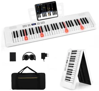 Opvouwbaar pianoklavier wit met midi-functie