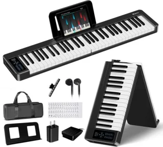 opvouwbaar pianotoetsenbord 61 toetsen - houtnerf - half gewogen - ShopVlot