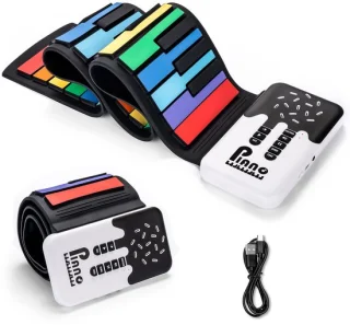 Opvouwbare piano 49 toetsen – regenboog keyboard – oplaadbaar