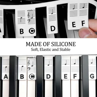 Piano Stickers 88 Toetsen Zwart Herbruikbaar Silicone