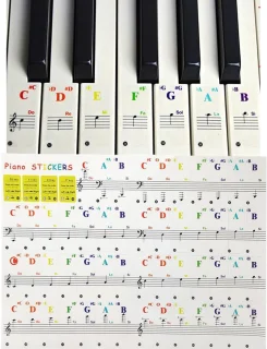 Piano toetsstickers kleurrijk groot formaat van PVC - ShopVlot