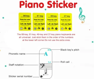 Piano toetsstickers kleurrijk groot formaat van PVC - ShopVlot
