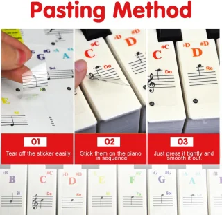 Piano toetsstickers kleurrijk groot formaat van PVC - ShopVlot