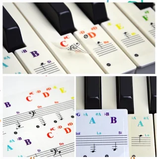 Piano toetsstickers kleurrijk groot formaat van PVC - ShopVlot