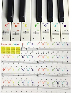 Piano toetsstickers kleurrijk groot formaat van PVC - ShopVlot