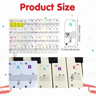 Pianotoetsstickers groot formaat voor beginners - ShopVlot