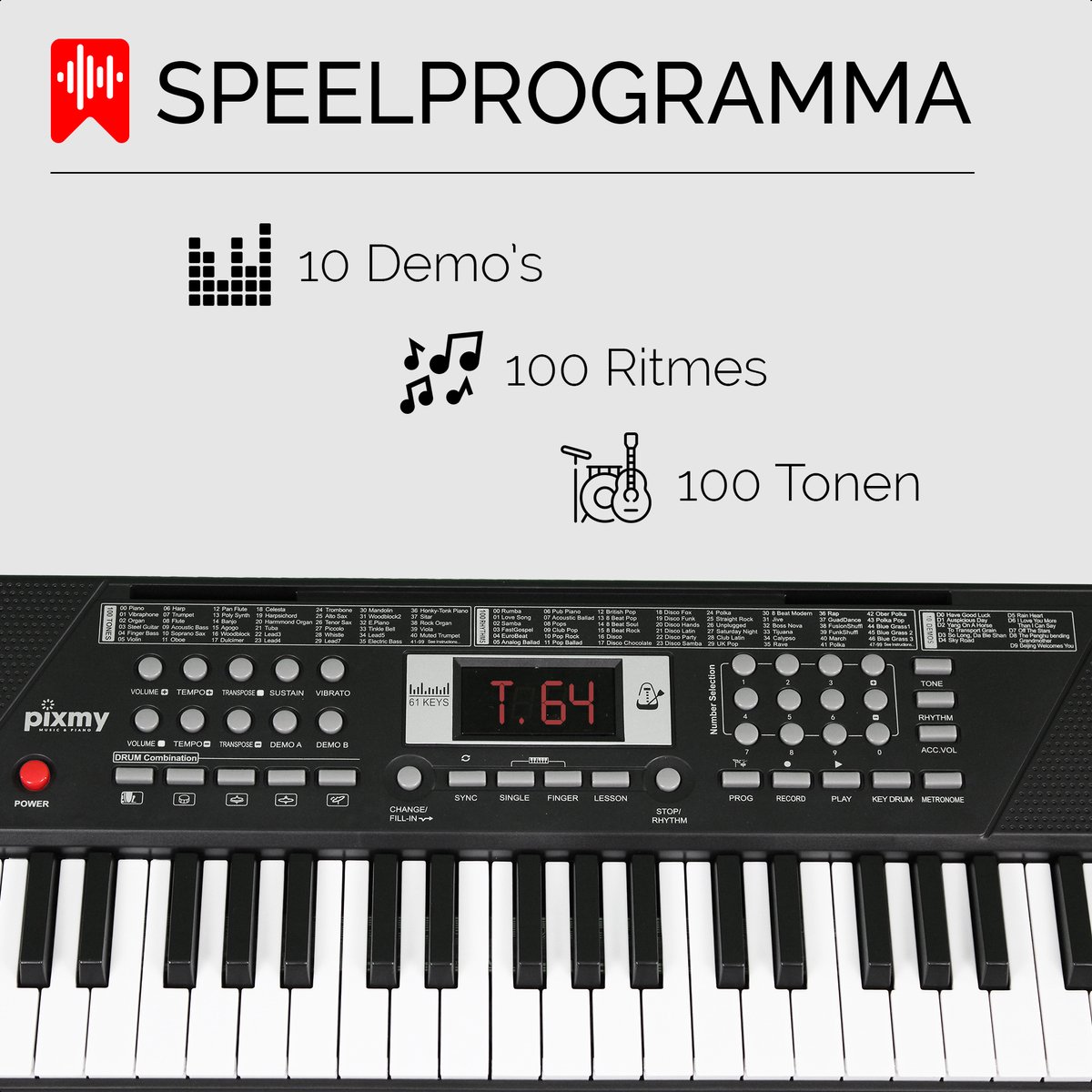 PIXMY MP20 Keyboard Piano 61 toetsen