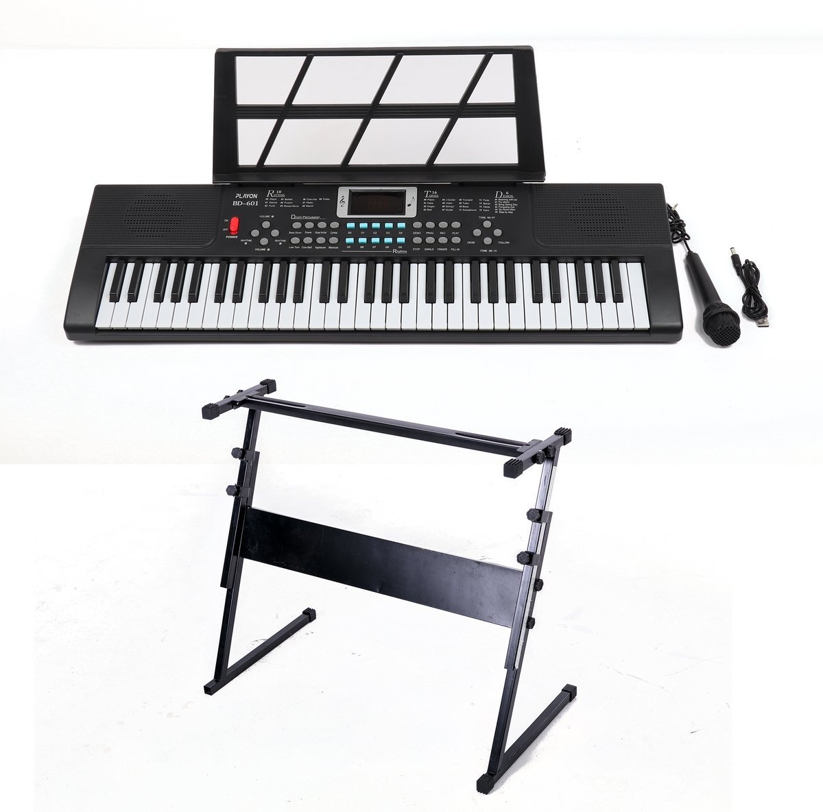 PlayOn Keyboard 61-toetsen digitale piano zwart met standaard