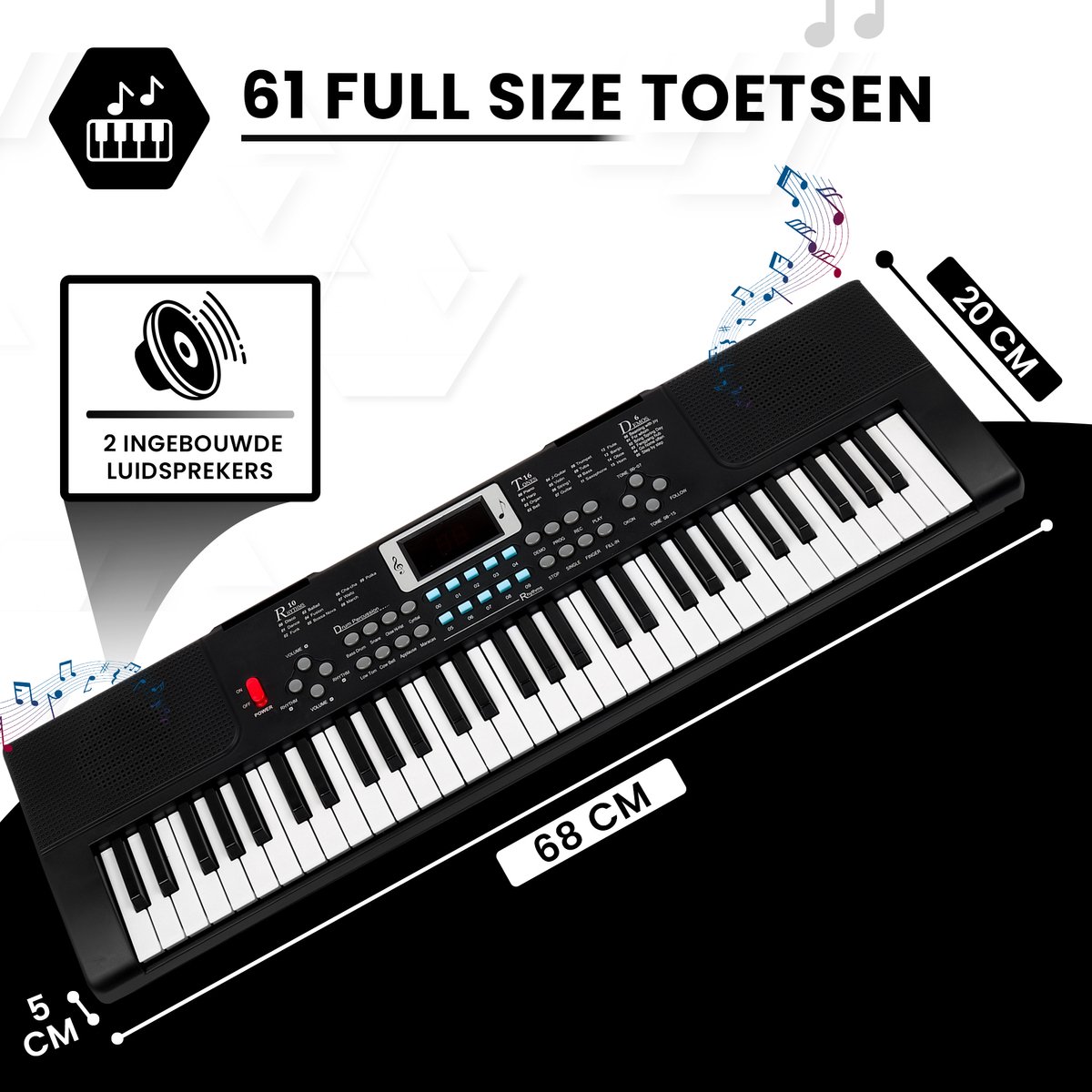 PlayOn Keyboard Digitale Piano 61 Toetsen Zwart