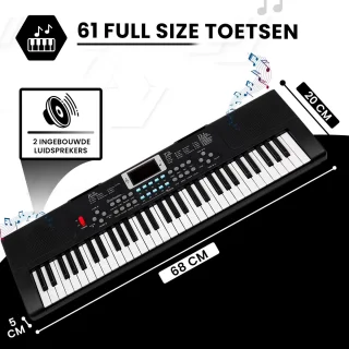 PlayOn Keyboard Digitale Piano 61 Toetsen Zwart
