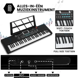 PlayOn Keyboard Digitale Piano 61 Toetsen Zwart