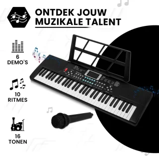 PlayOn Keyboard Digitale Piano 61 Toetsen Zwart