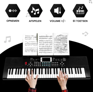 PlayOn Keyboard Digitale Piano 61 Toetsen Zwart