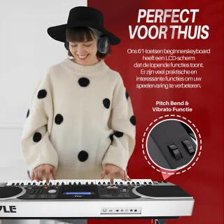 Pyle 61-Toetsen Elektrisch Keyboard Set