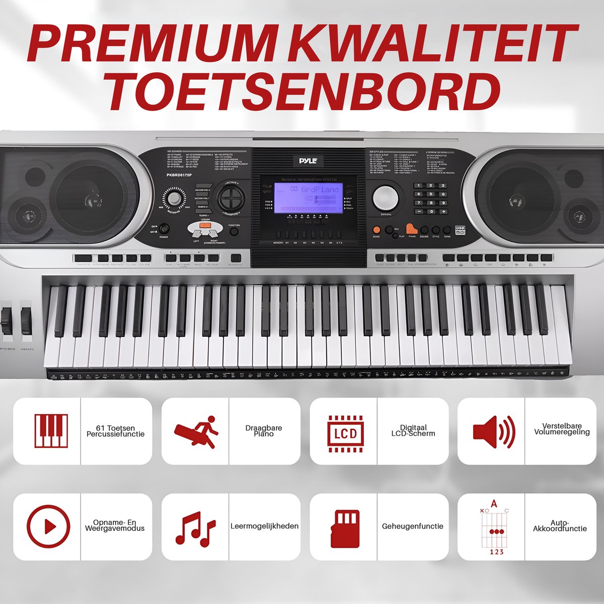 Pyle 61-Toetsen Elektrisch Keyboard Set