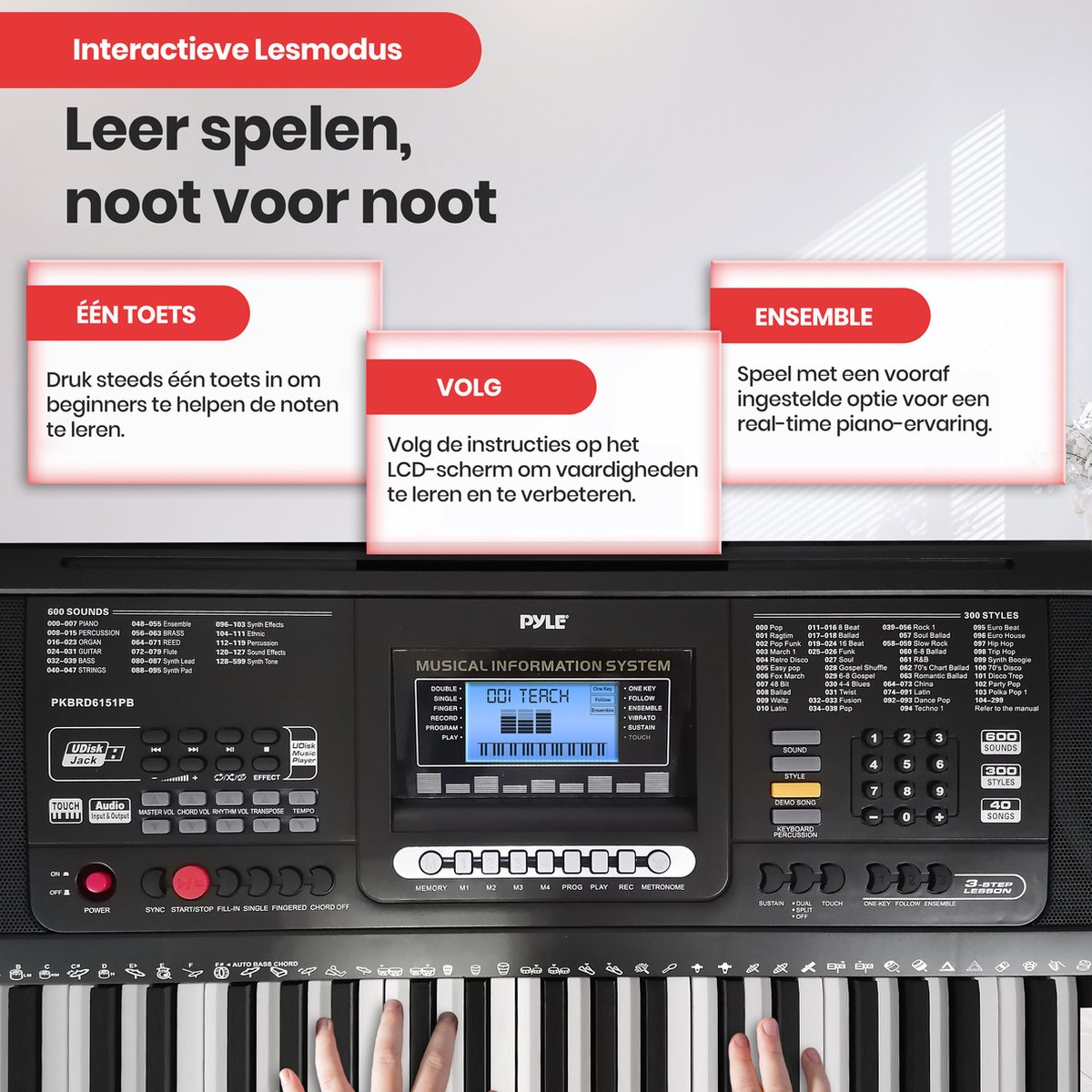 Pyle 61-Toetsen Elektrisch Keyboard