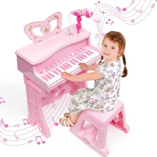 QEVA Keyboard Kind kindertoetsenbord pian speelgoed roze 24 × 36 × 36 cm