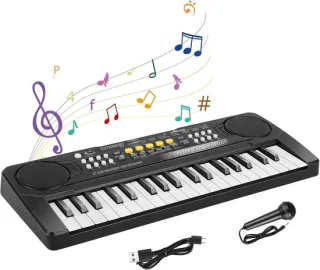 QEVA Keyboard Kindertoetsenbord pian speelgoed zwart