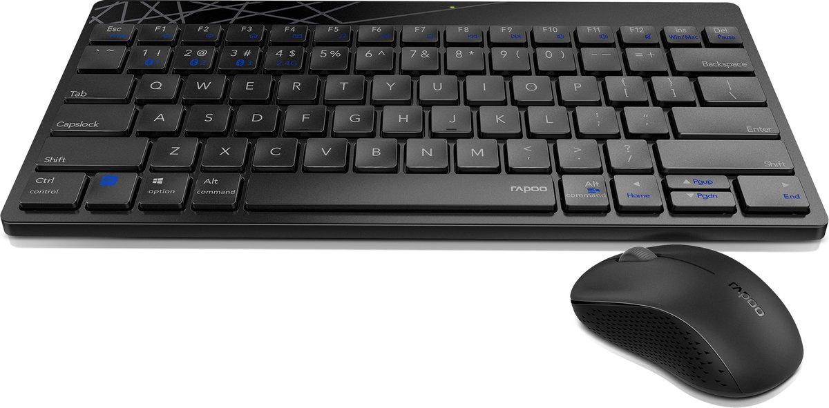 Rapoo 8000M Draadloze Combo Toetsenbord en Muis Zwart QWERTY US