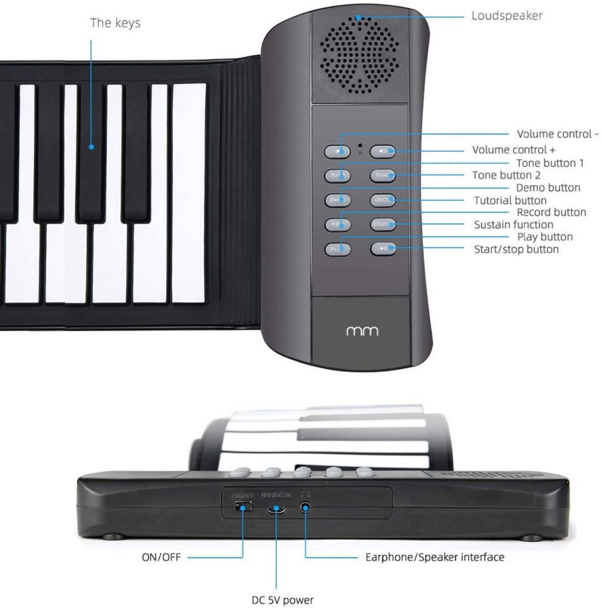 Roll Up Keyboard - Oprolbare Digitale Piano 61 Toetsen