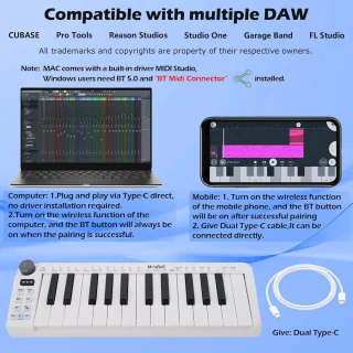 ShopVlot - MIDI keyboard 25 toetsen, mini formaat