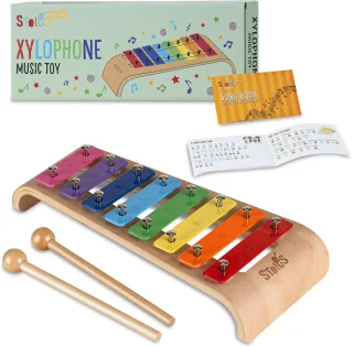 SnelShoppen - 8 tegels regenboogkleuren C-Key xylofon piano keyboard speelgoed