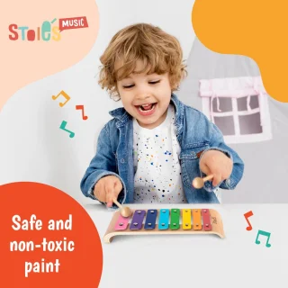 SnelShoppen - 8 tegels regenboogkleuren C-Key xylofon piano keyboard speelgoed