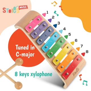 SnelShoppen - 8 tegels regenboogkleuren C-Key xylofon piano keyboard speelgoed