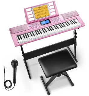 SnelShoppen elektrisch keyboard met 61 toetsen, roze