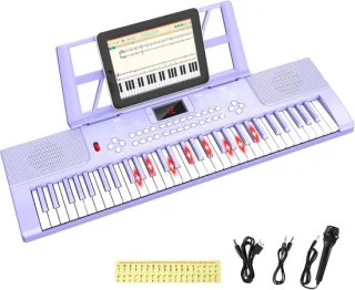 SnelShoppen - kindertoetsenbord met lichtgevende toetsen, 61 toetsen, digitale piano