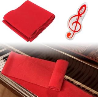SnelShoppen piano keyboard stofhoes met clip - flanel - muzieknoten