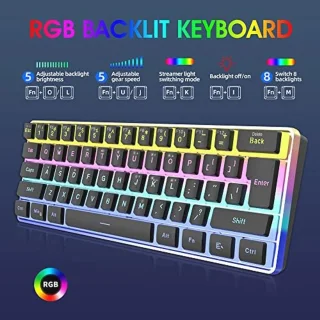 Snpurdiri 60% Wired Gaming Keyboard QWERTY Black